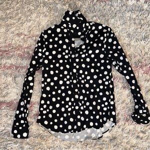 The Shirt by Rochelle Behrens Black and White Polka Dot Button-Down Shirt